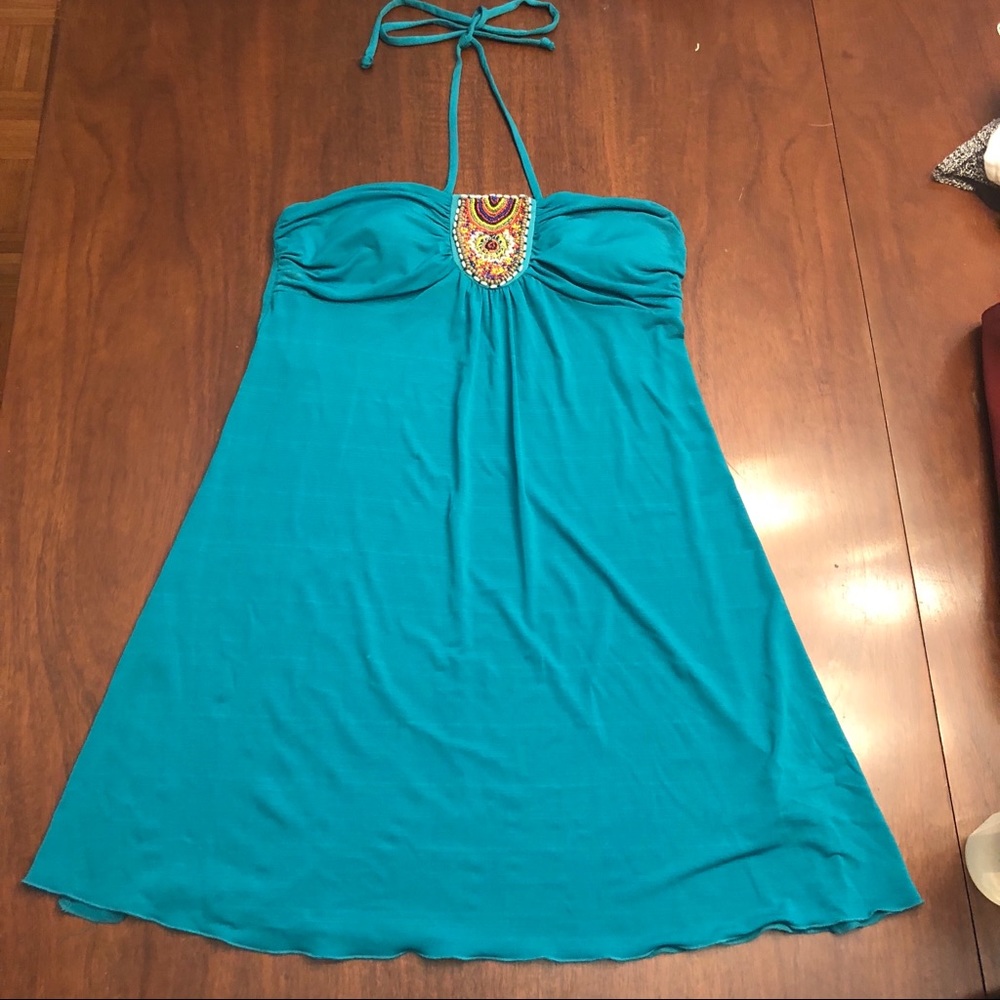 Short teal dress with beading - size large